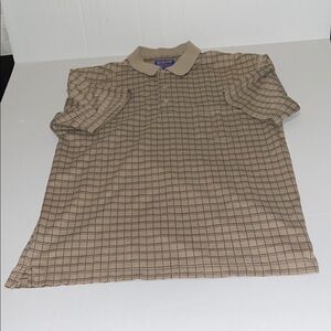 Pendleton Men’s Tan Polo Shirt with Checkered Design Size Large